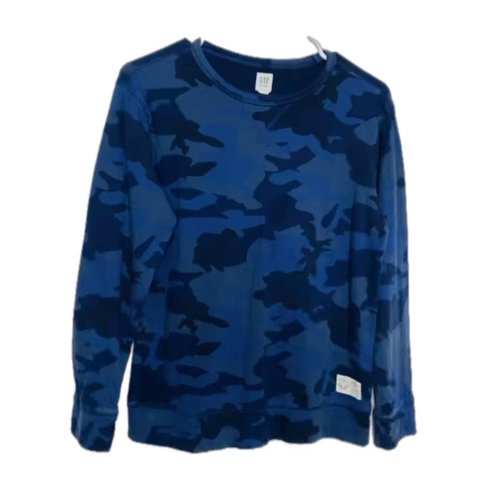 Gap Kids Blue Camouflage Designed Boys Long Sleeve Sweater. Size XXL 14/16. - Picture 1 of 5